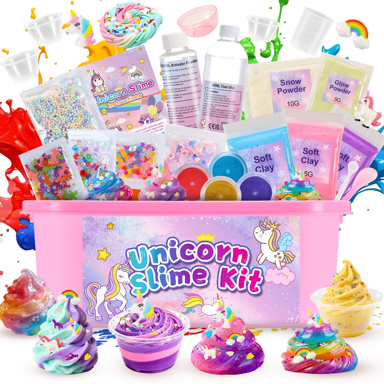 Wootoy Kreativset Experimentierkasten Schleim Bastelset Galaxy Einhorn DIY Slime Kit, (mit Glitzer Perlen und Zubehör zum Kreativen Gestalten, 1-tlg., Schleim-Bastelset in zwei Themenwelten: Galaxie oder Einhorn), Fördert Kreativität Feinmotorik und spielerisches Experimentieren