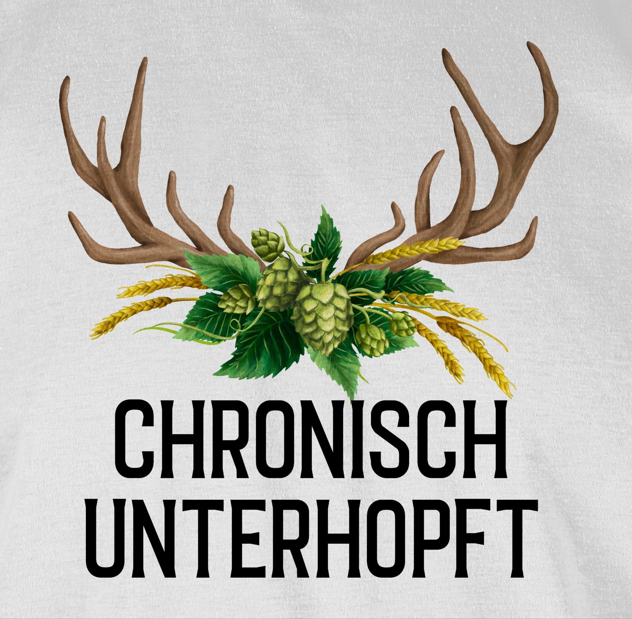 Hirschgeweih und T-Shirt unterhopft Herren Hopfen 01 Mode - Chronisch Oktoberfest Weizen für Weiß Shirtracer