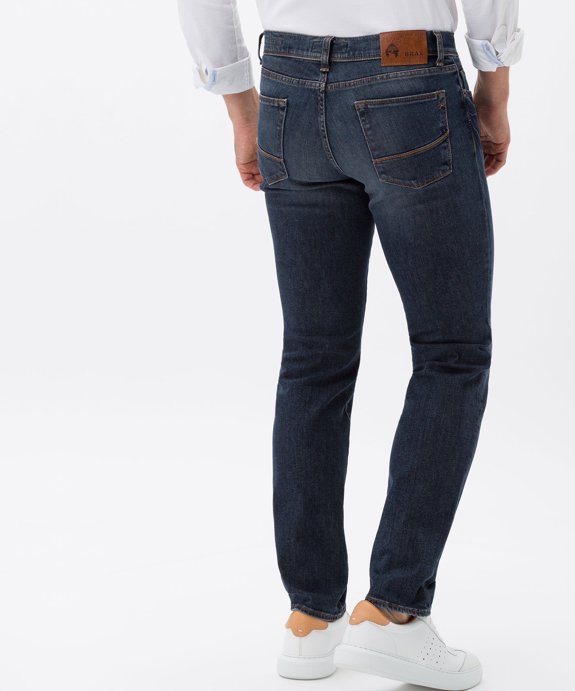5-Pocket-Jeans Blue Used Denim Dark Brax Organic Cadiz Flex
