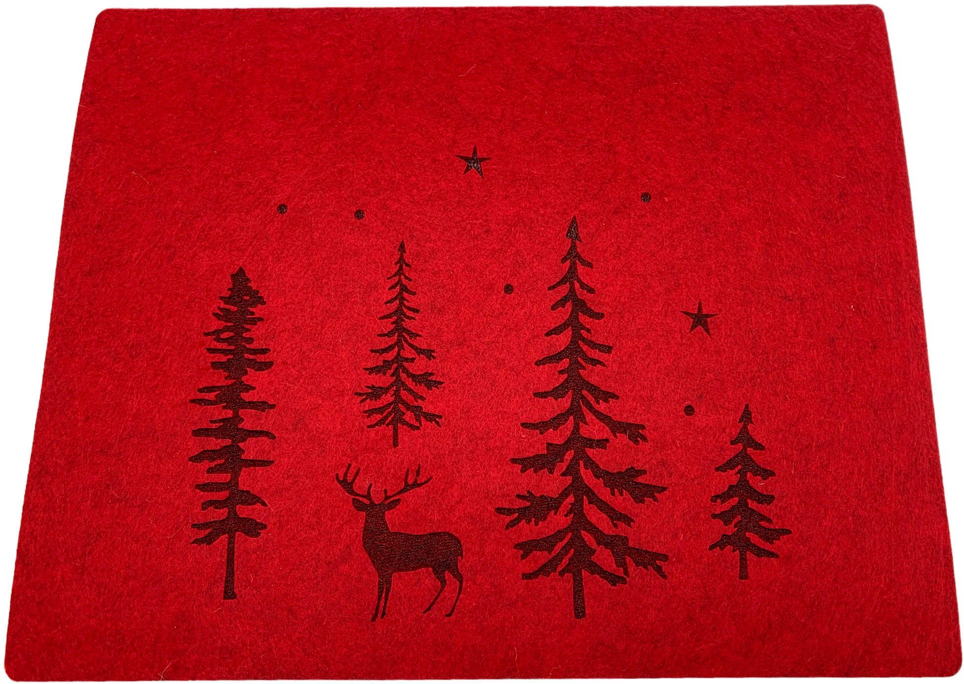 Waldszenen-Prägung, Lius, home, Platzmatte mit 4-St), Winterdeko aus Filz (Set, Platzset, my weihnachtliche
