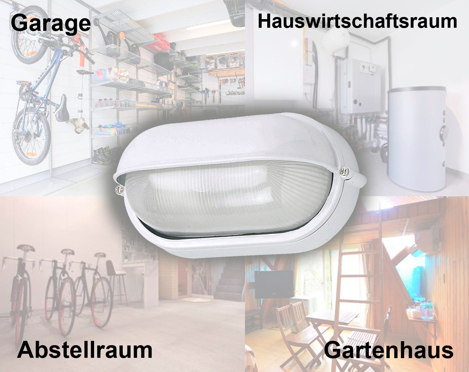 G&L LED Deckenleuchte Kellerlampe Base IP65, LED wechselbar, LED Ovalleuchte Kellerleuchte Kellerlampe