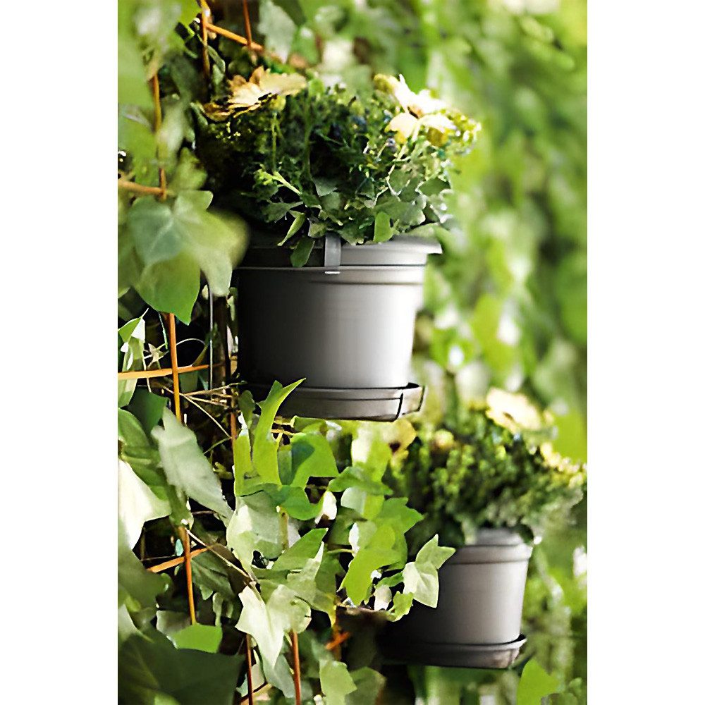 SG Traders Blumentopf-Set – 2 Runde Kunststofftöpfe, Grün Mit Weißer Waschung, 31 Cm Ø, 21 Cm Hoch, Mit Ablauflöchern, Frost- & UV-beständig