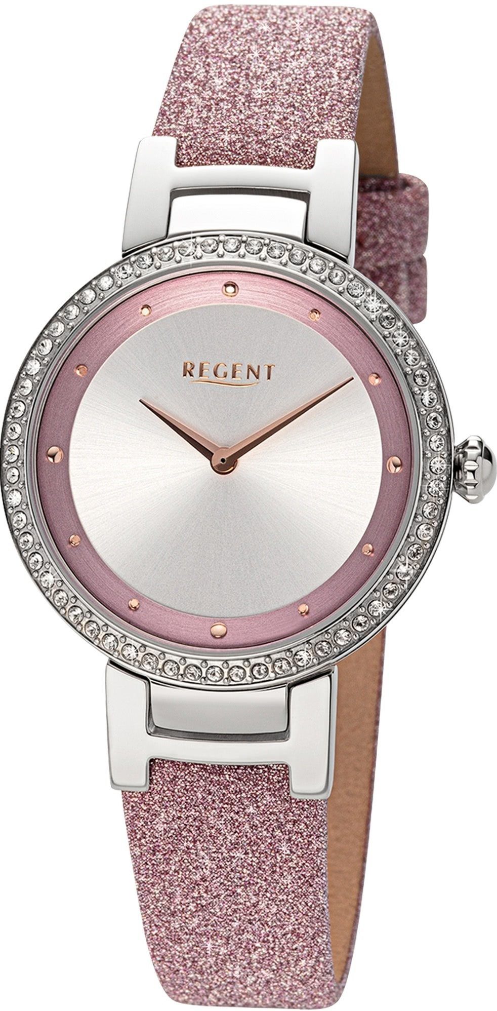 groß rund, Damen Regent Analog, Regent Armbanduhr Quarzuhr (ca. 33mm), Damen Lederarmband Armbanduhr extra
