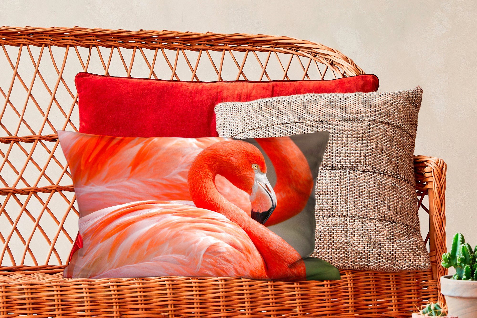 MuchoWow mit stehen Wohzimmer Zierkissen, Zwei Schlafzimmer nebeneinander, Flamingos Dekoration, Dekokissen Dekokissen Füllung,
