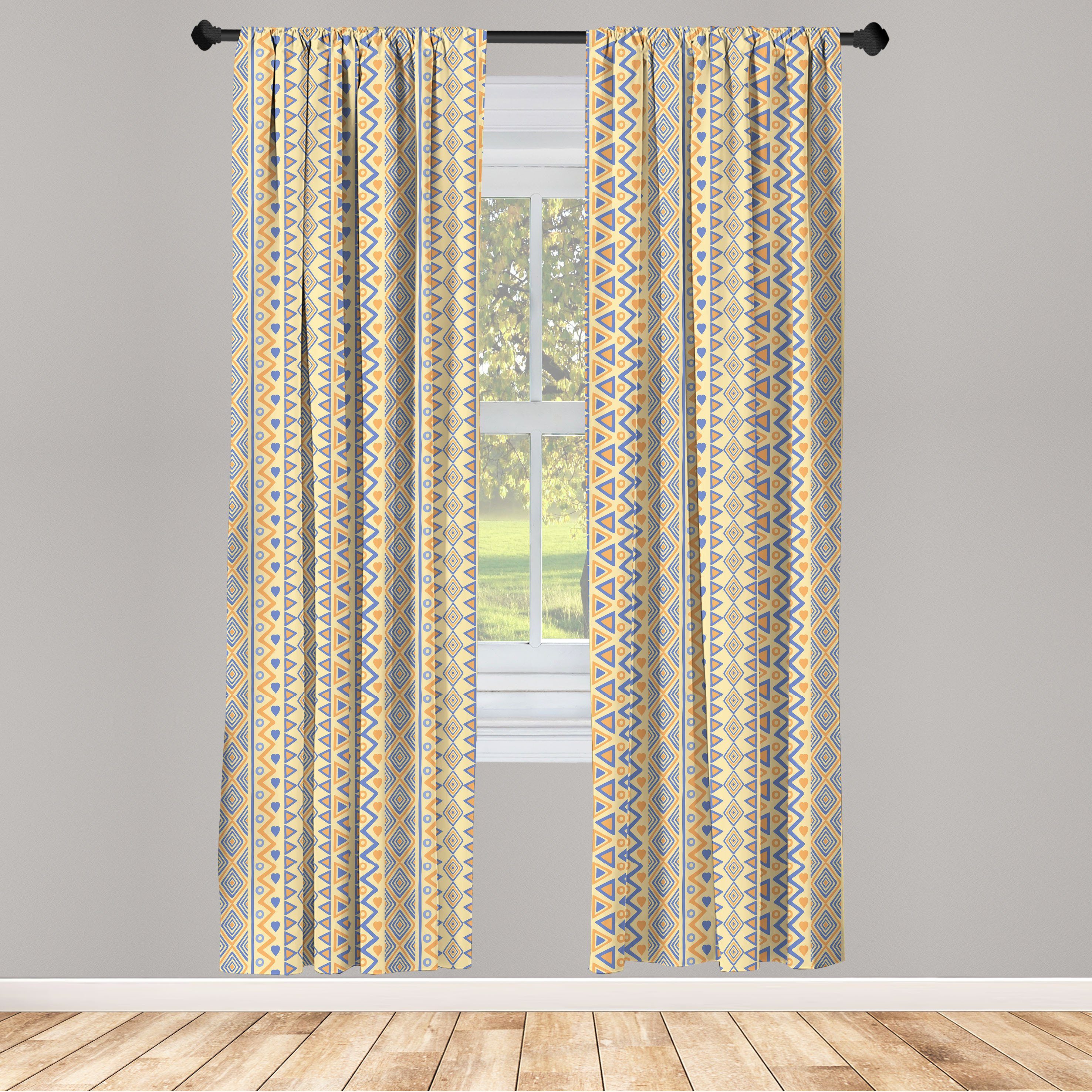 Gardine Vorhang für Wohnzimmer Schlafzimmer Dekor, Abakuhaus, Microfaser, Indie Streifen