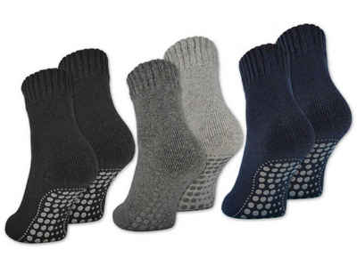 sockenkauf24 ABS-Socken 2, 4 oder 6 Paar Damen & Herren ABS Socken Anti Rutsch (Farbmix, 6-Paar, 35-38) Socken mit Wolle - 21463