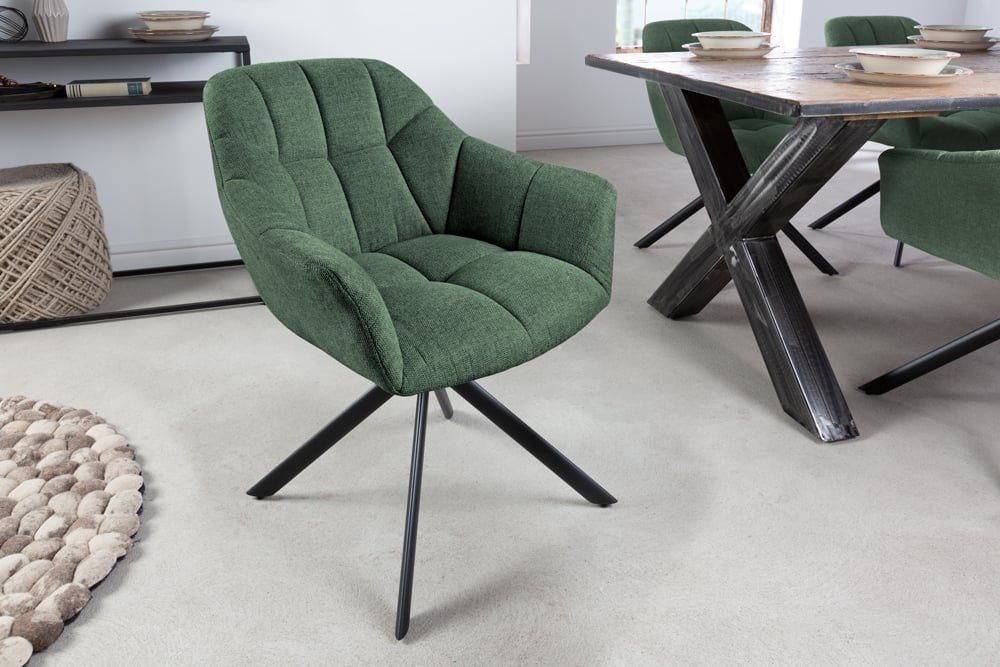 grün LebensWohnArt Strukturstoff LYON Metallgestell Drehstuhl Moderner Stuhl