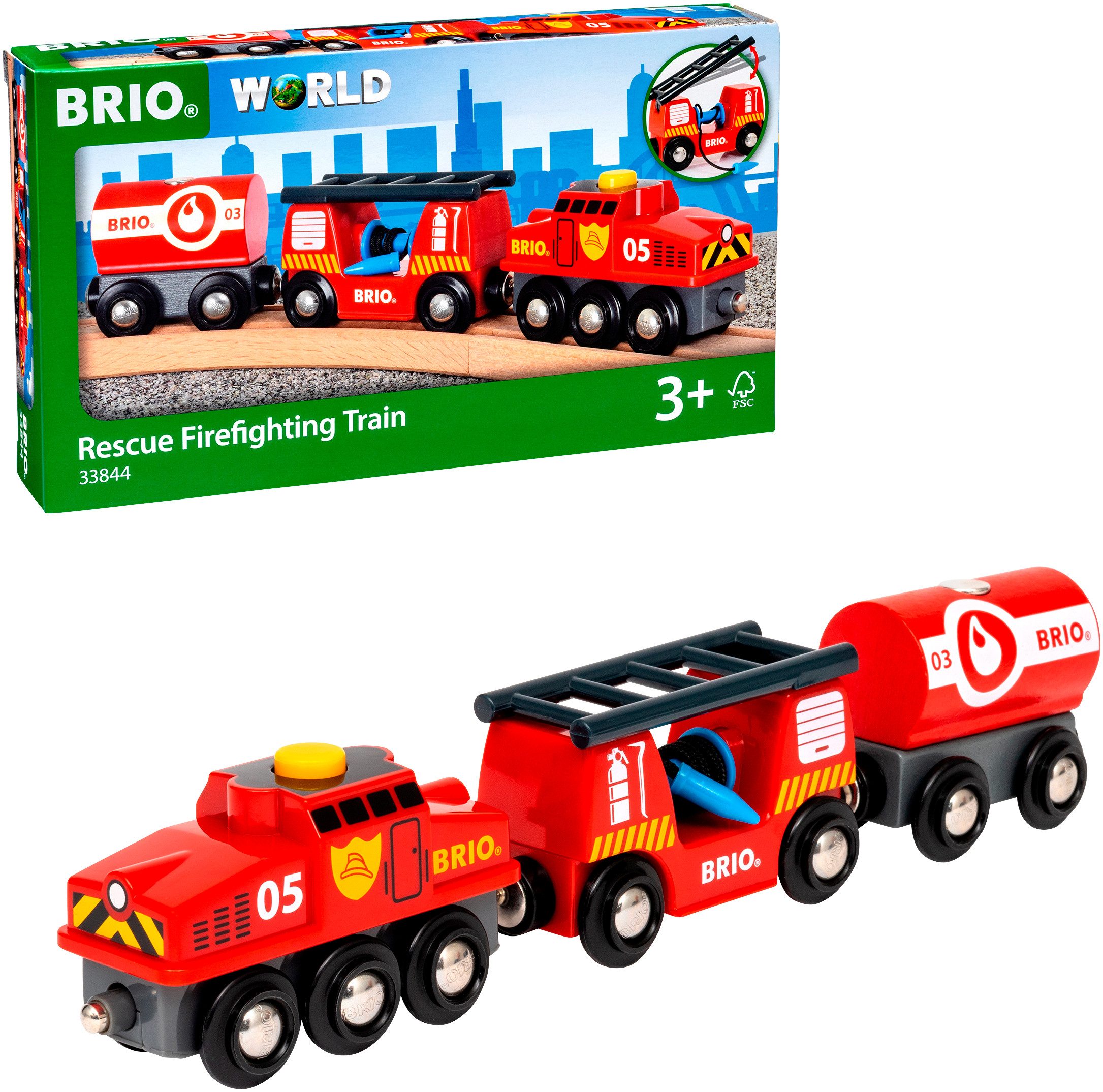BRIO® Spielzeug-Zug BRIO World - Feuerwehr-Löschzug