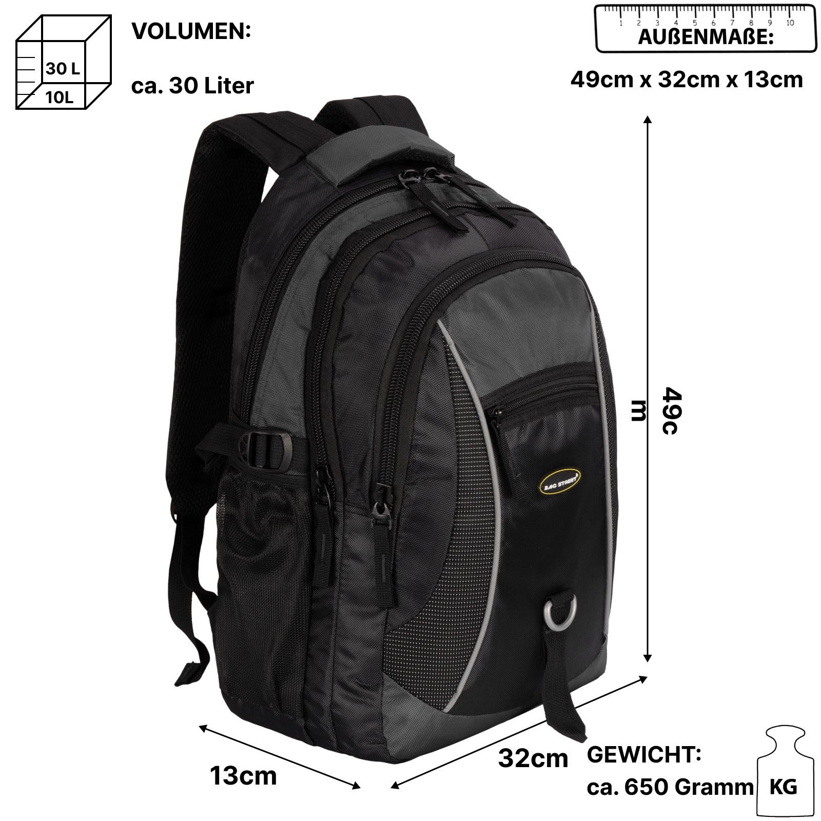 BAG STREET Rucksack Rucksack Damen Herren Sport Schulrucksack Freizeit Reise Wandern, Freizeitrucksack, Sportrucksack, Businessrucksack