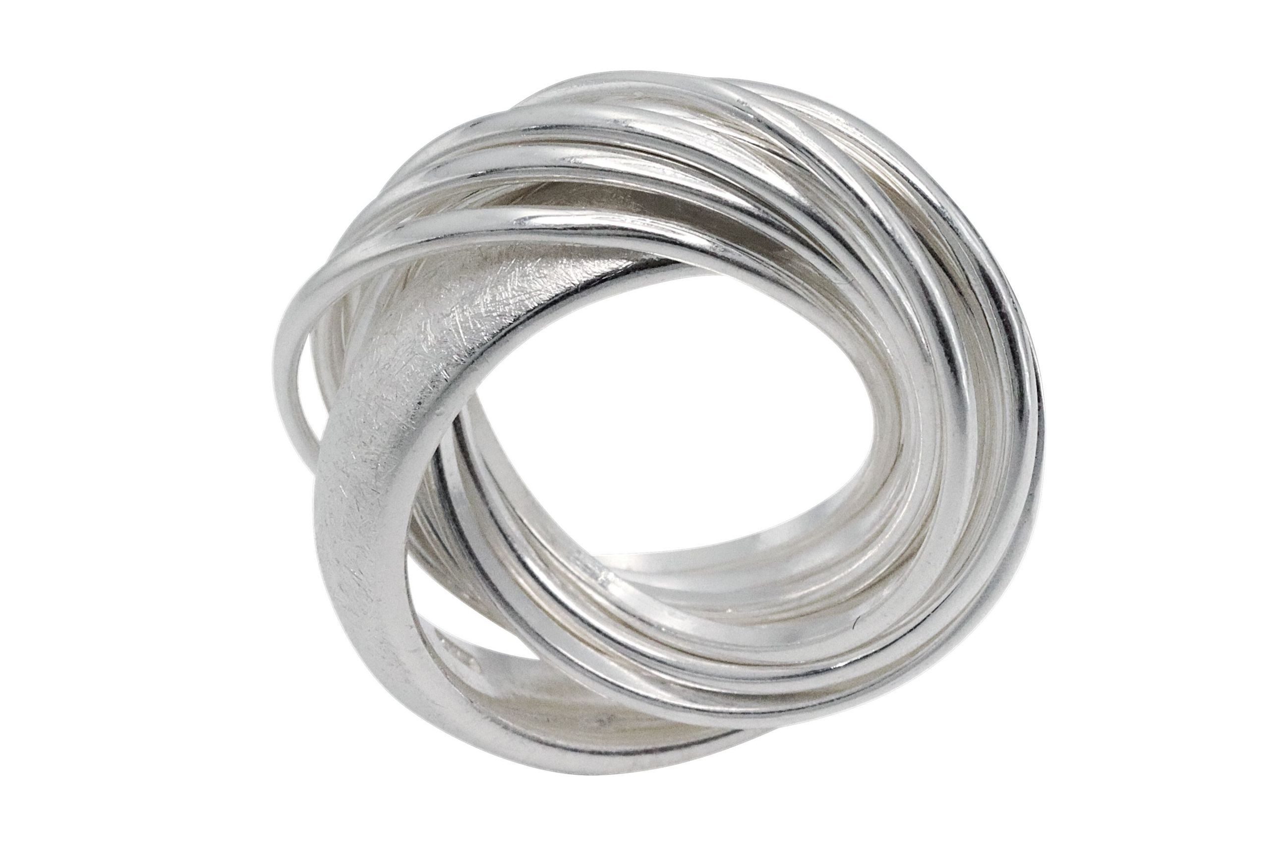 SILBERMOOS Silberring Mehrfachring "Aus zehn mach eins", 925 Sterling Silber