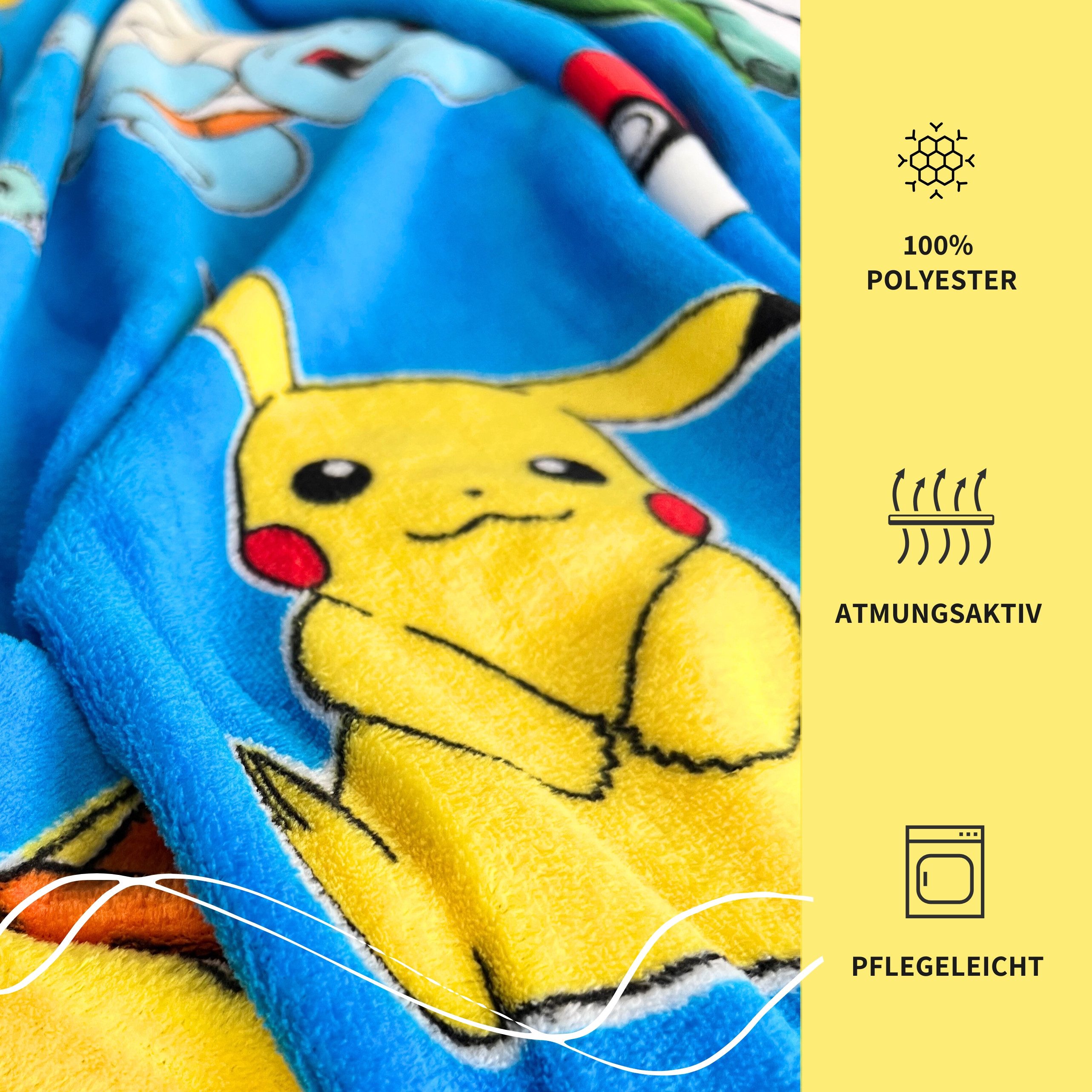 Wohndecke Pokemon Dream Team, Geschenkidee für Jungen und Mädchen, MTOnlinehandel, Kuscheldecke, Pikachu & Friends