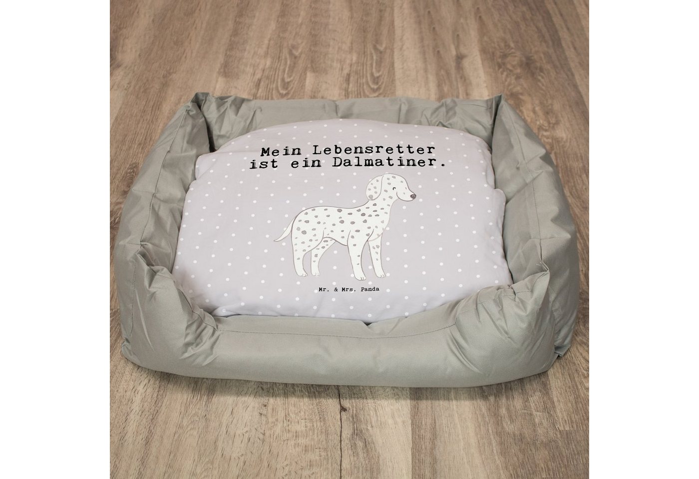 Thumbnail - Mr. & Mrs. Panda Tierbett Dalmatiner Lebensretter - Grau Pastell - Geschenk, Tierfreund, Hund, Modernes Design