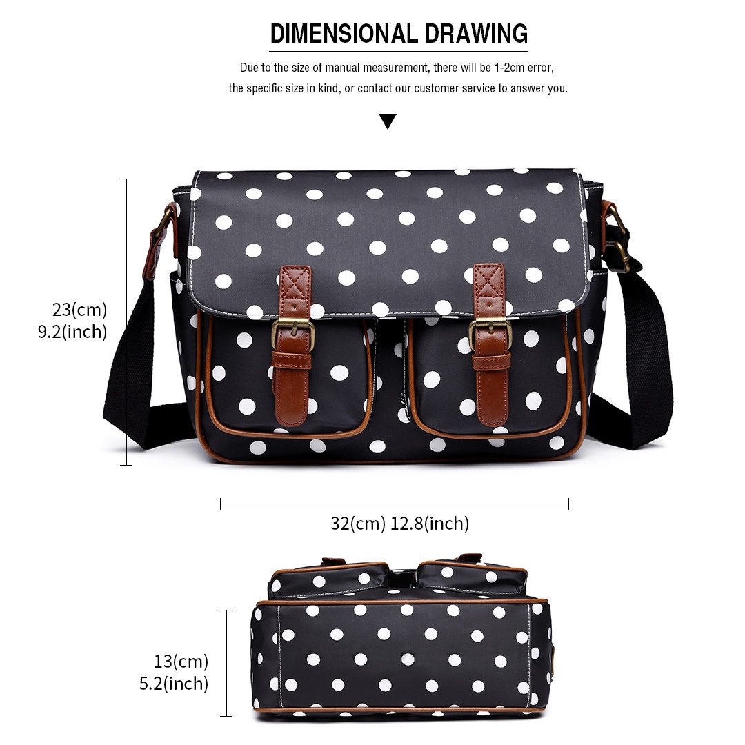 KONO Messenger Bag Große Umhängetasche aus Wachstuch (Punkte-Design) günstig online kaufen