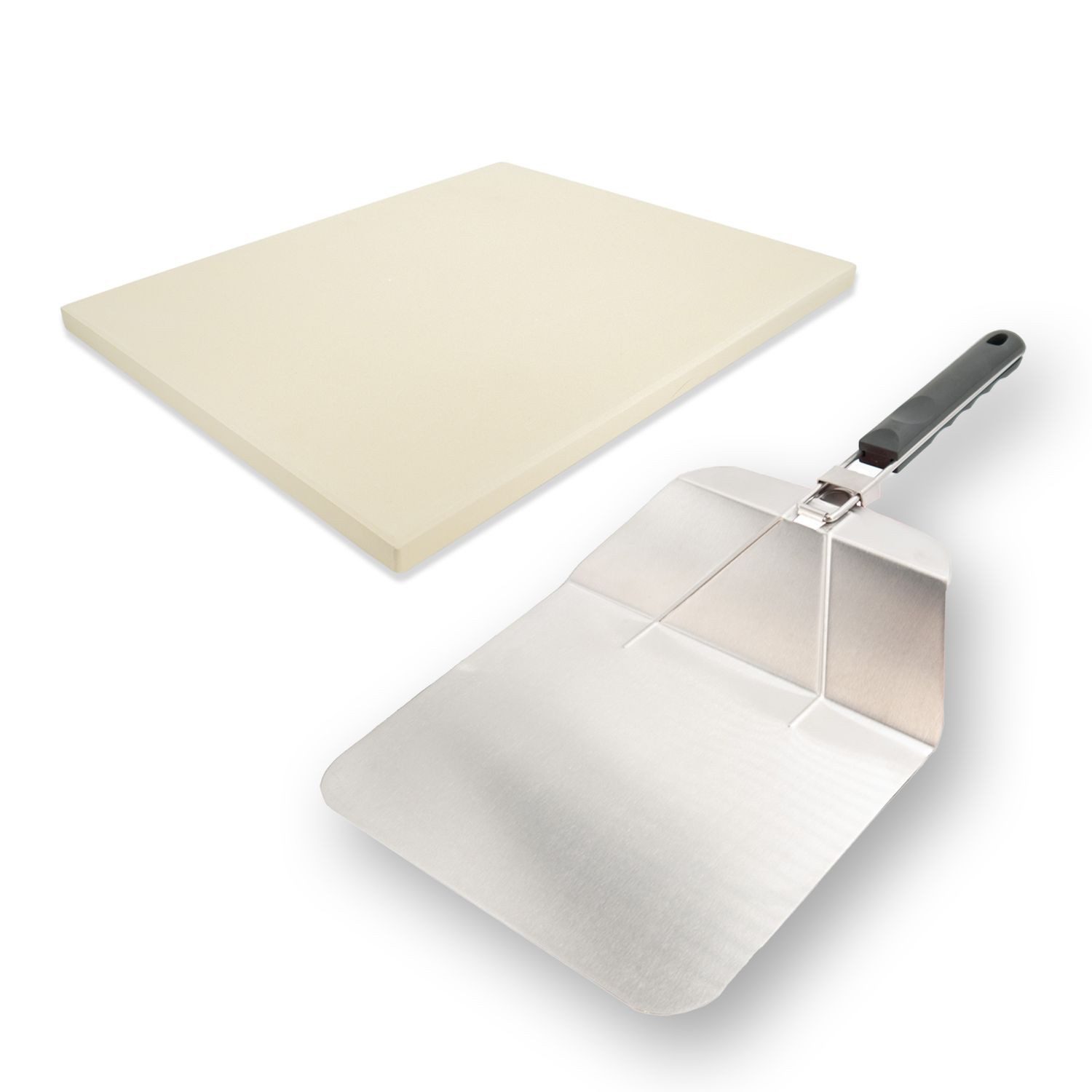 Intirilife Pizzaschieber, Pizza Set mit Pizzastein und faltbarem Pizzaschieber/Pizzaschaufel