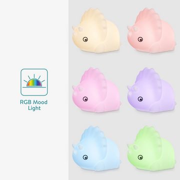 Navaris LED Nachtlicht LED Nachtlicht Dino Design - wiederaufladbar - RGB Farbwechsel