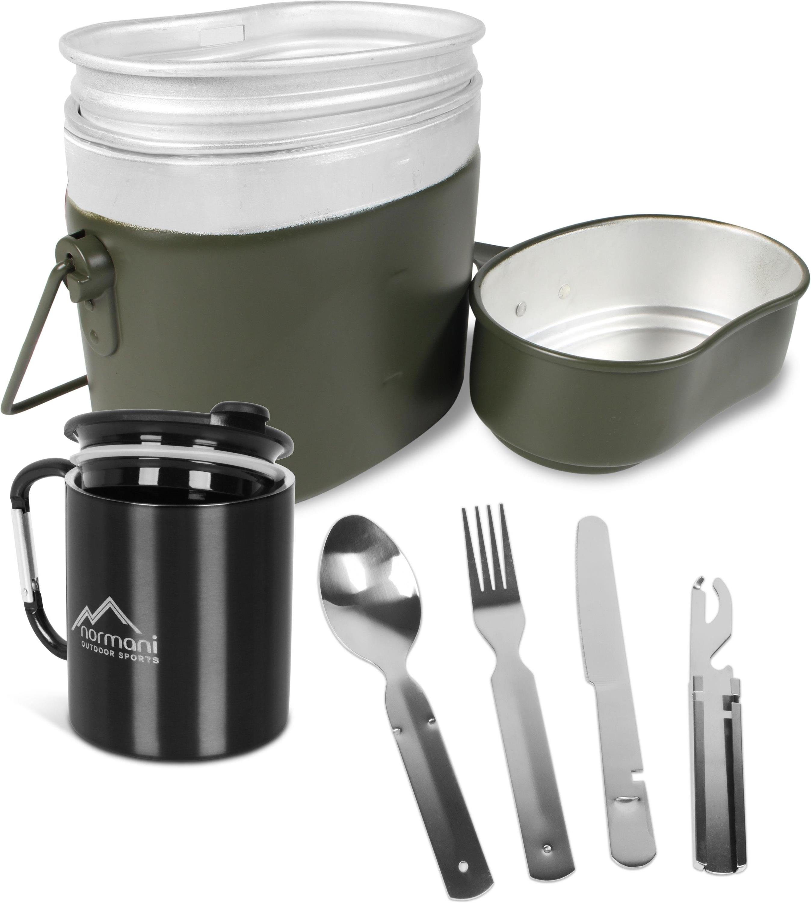 normani Geschirr-Set Bundeswehr Essgeschirrset Camping Kochgeschirr (4-tlg), 1 Personen, Edelstahl, Camping Geschirr Essgeschirr Outdoor Besteck Kochgeschirr
