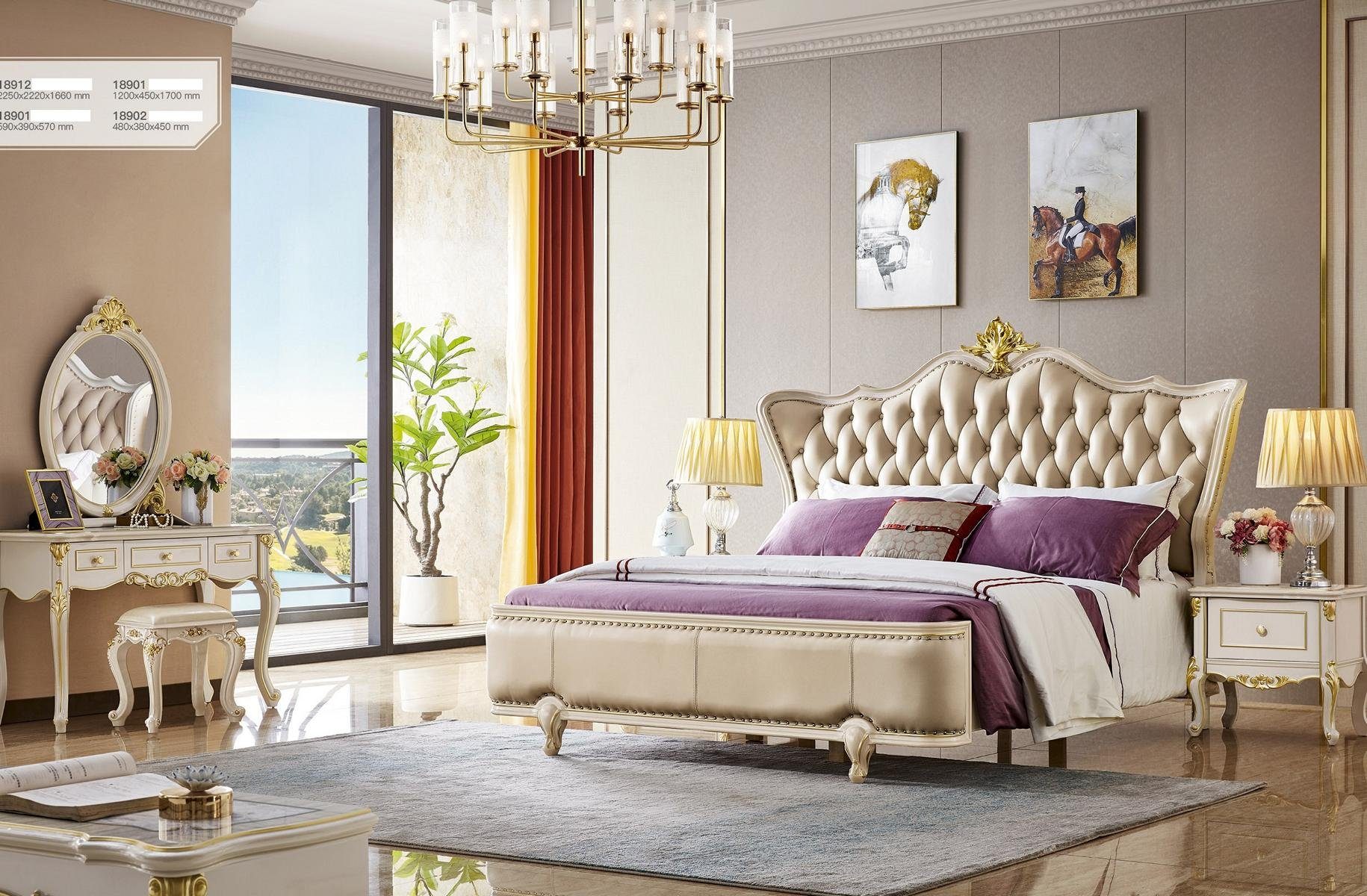 JVmoebel Bett, Luxus Chesterfield Betten Königliches Leder Bett Palast Doppelbett