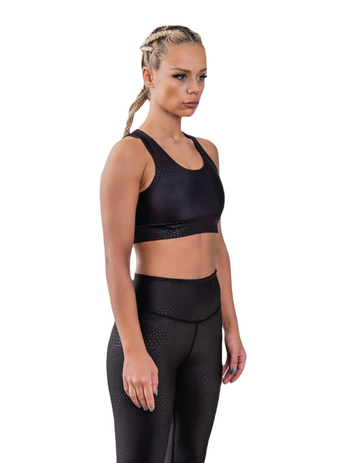 Lismina Leggings Leather-Look Leggings Snake Atmungsaktiv, Elastischer Bund