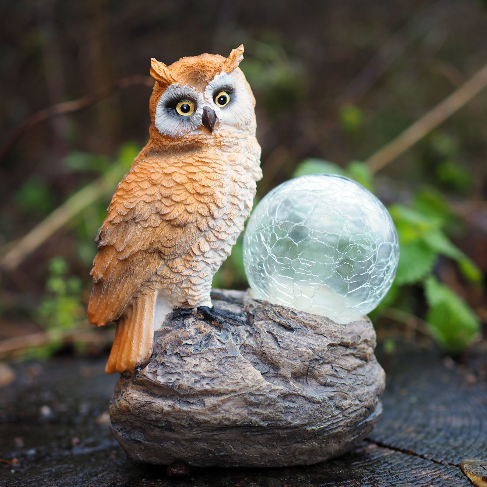 Tierfigur Solar Eule auf Stein Maße ca. 12x15x8,5cm