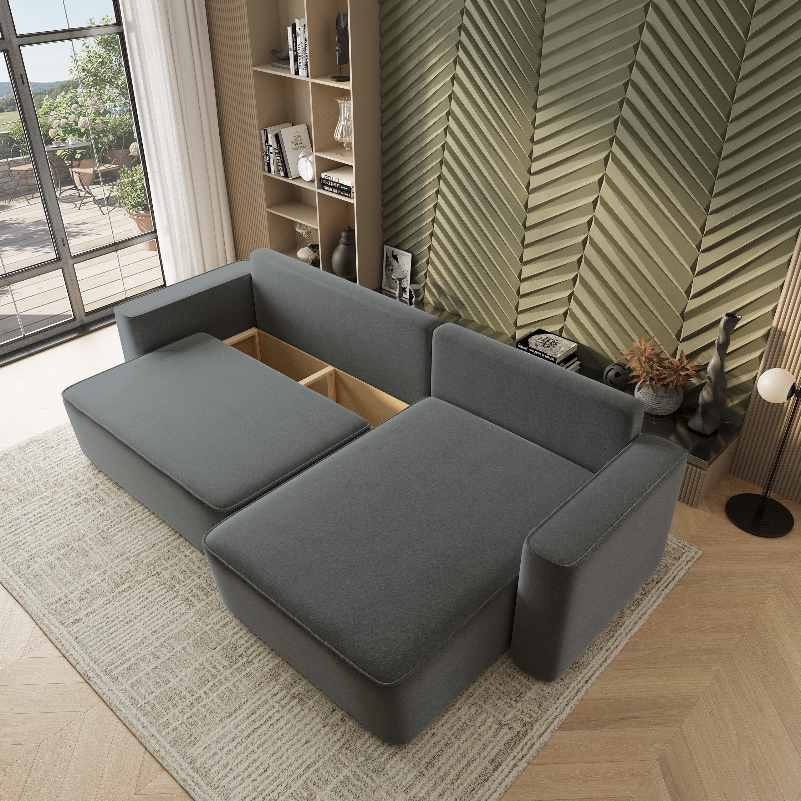 Masseno Ecksofa BELARO mit Schlaffunktion L-Form, Sofa mit Bettkasten