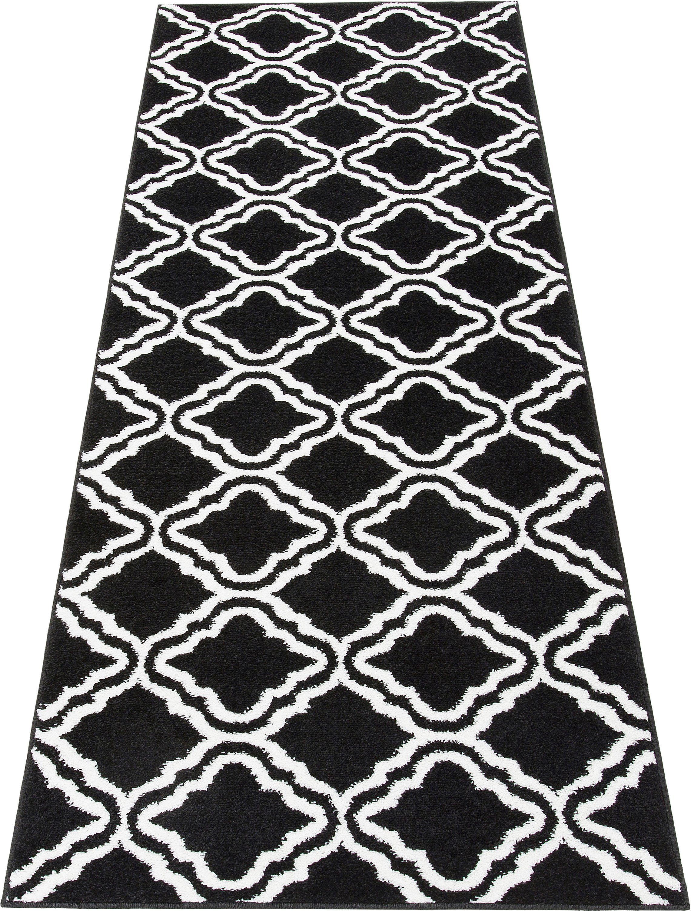 Läufer Debora, my home, rechteckig, Höhe: 13 mm, Teppich-Läufer, Kurzflor, gemustert, geometrisches Design, weich schwarz