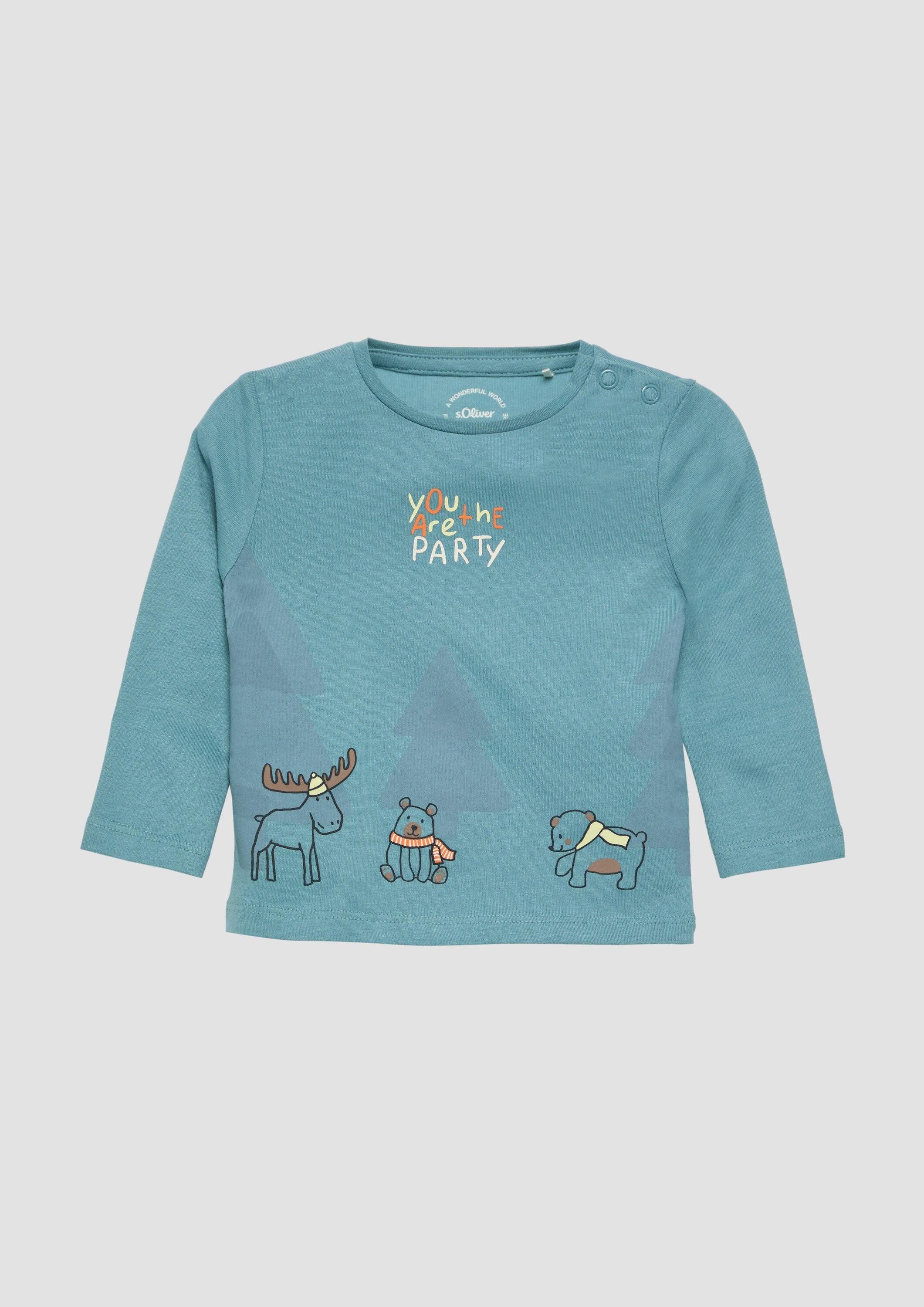 s.Oliver Langarmshirt T-Shirt Langarmshirt mit Frontprint