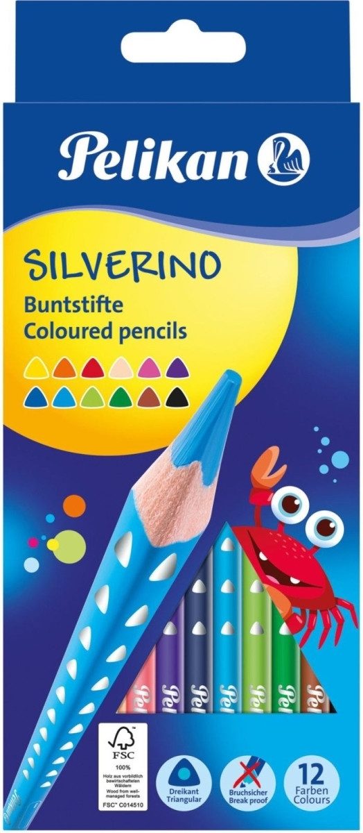 Pelikan Buntstift Buntstifte Silverino dreieckig dünn 3mm VE=12 Farben Schachtel
