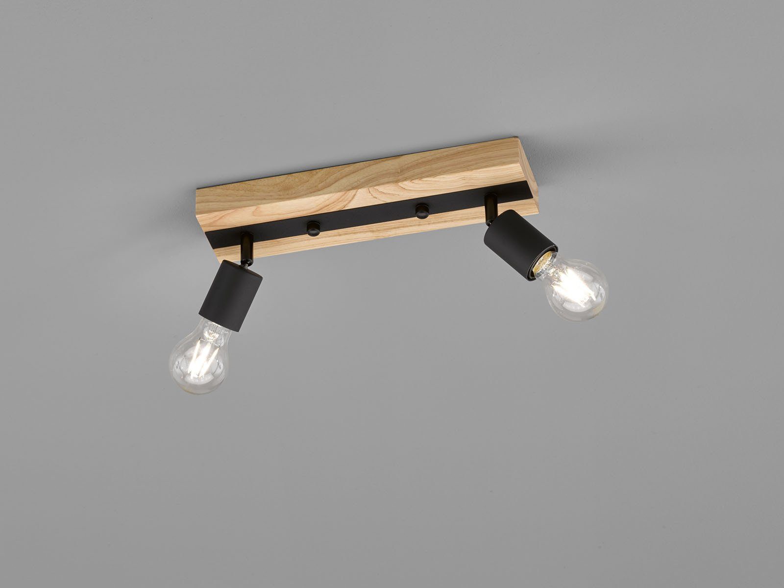 FHL easy! LED Deckenstrahler, Dimmfunktion, LED wechselbar, Warmweiß, Holz-lampe 2-flammig Strahler innen Deckenlampe mit Holzbalken B: 33cm
