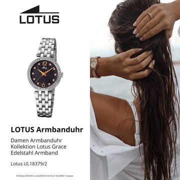 Lotus Quarzuhr Lotus Damen Uhr Fashion L18379/2, (Analoguhr), Damen Armbanduhr rund, Edelstahlarmband silber