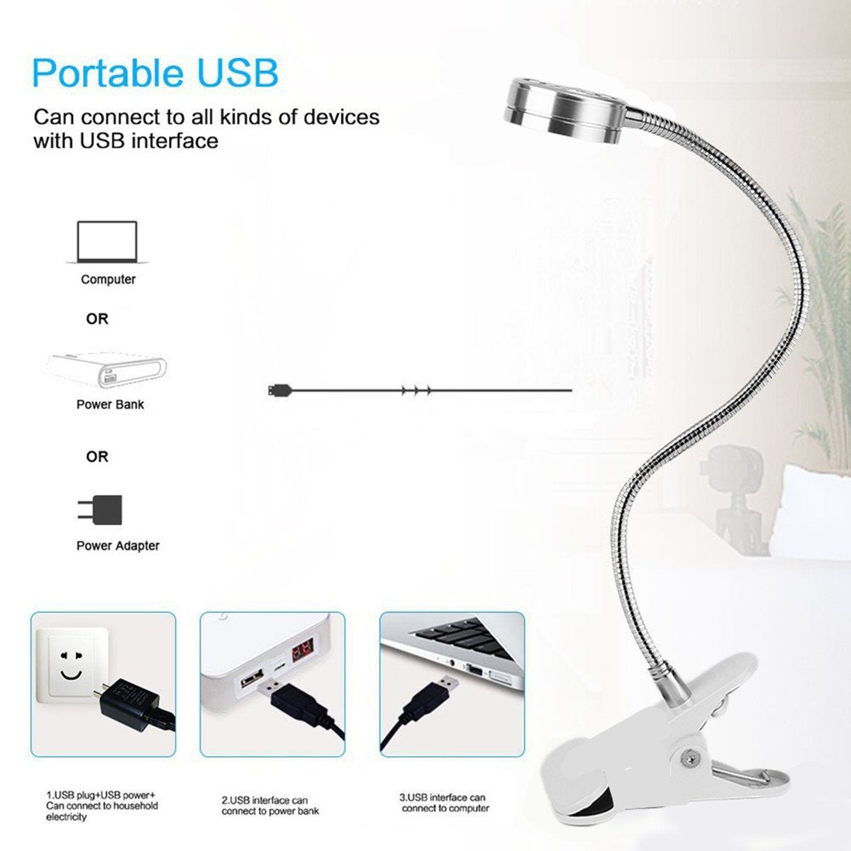 NASUM LED Leselampe Flexibles CLIP LED-Ringlicht: günstig online kaufen