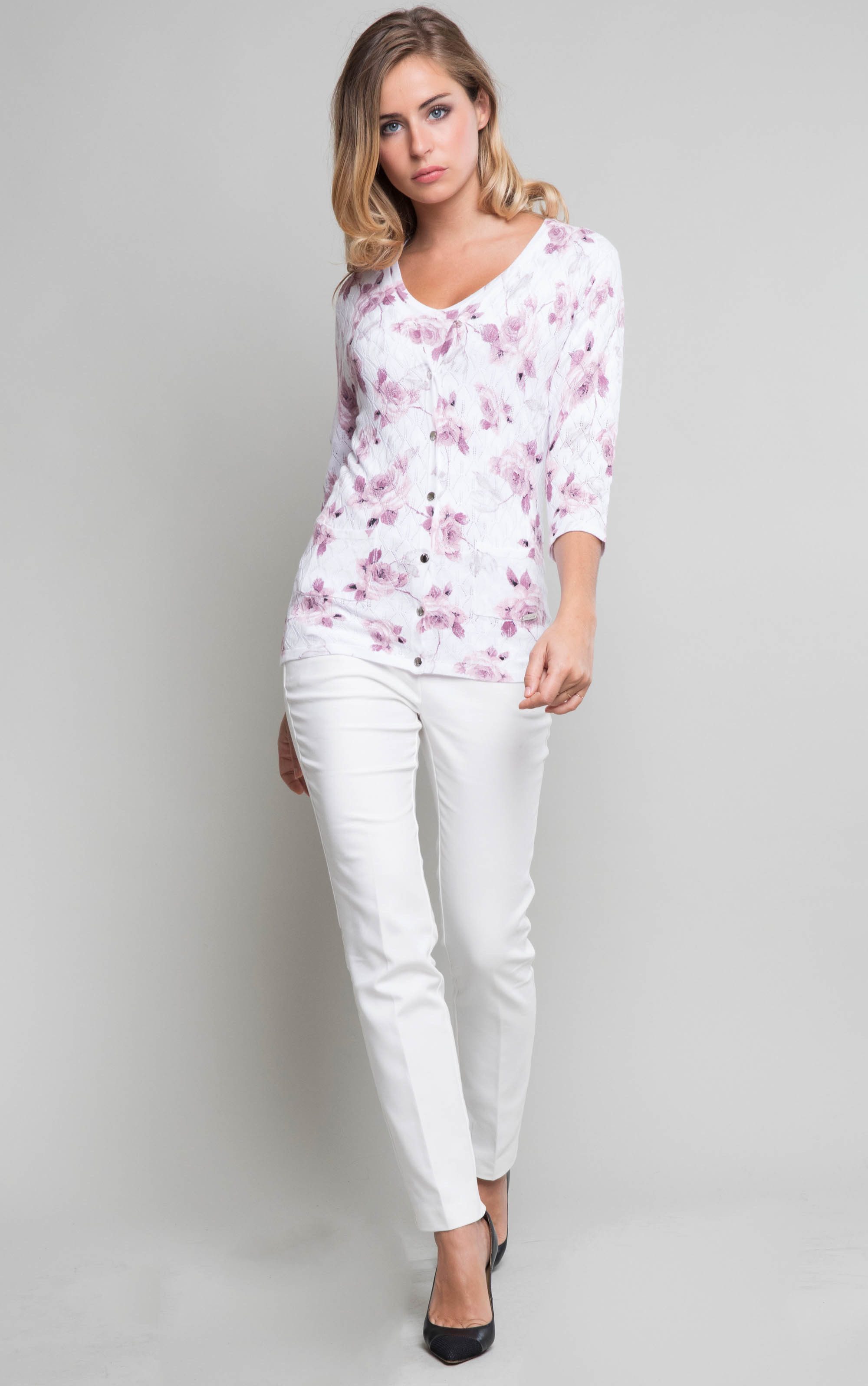 Passioni 2-in-1-Strickjacke mit Rosenmuster