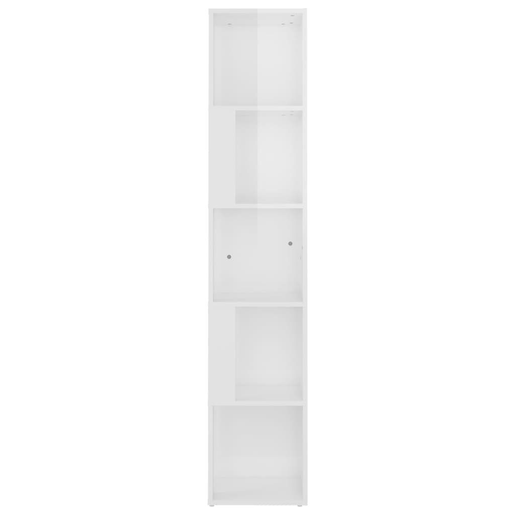 Hochglanz-Weiß Fächerschrank Eckregal cm 33x33x164,5 (1-St) Holzwerkstoff vidaXL