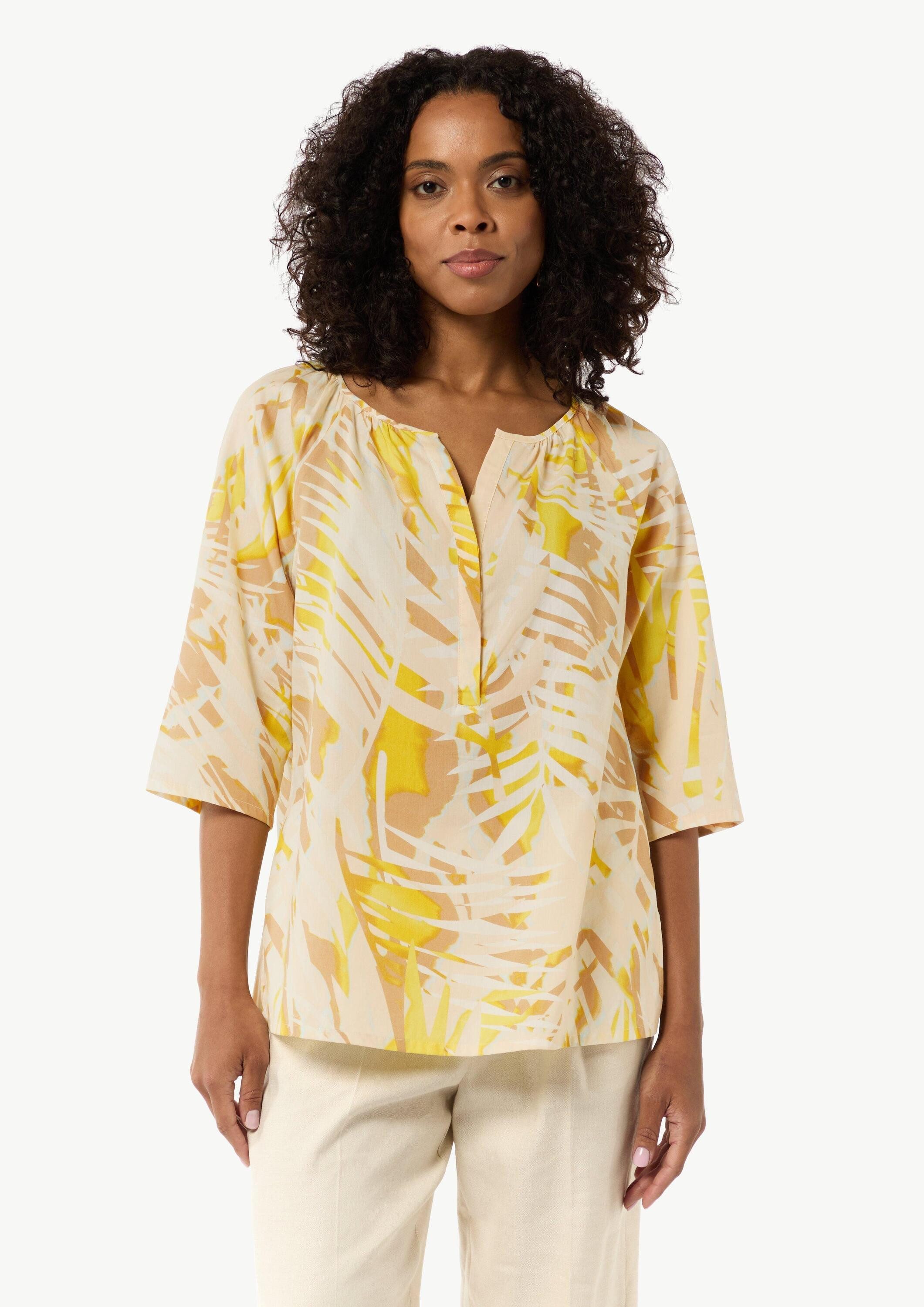 comma Kurzarmbluse Bluse Print-Bluse im Loose Fit (1-tlg)
