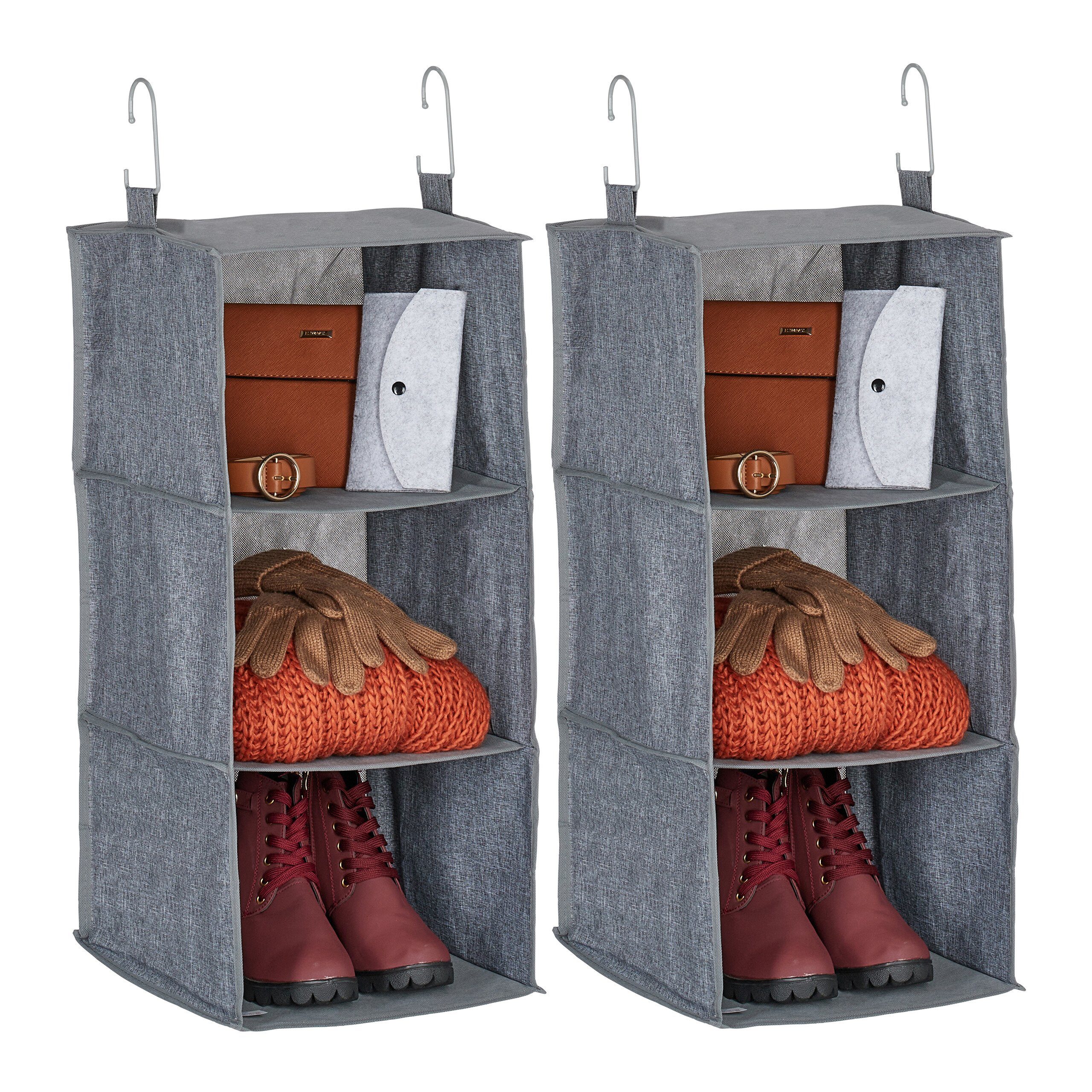 relaxdays Hängeaufbewahrung 2x Kleiderschrank Hängeregal 3 günstig online kaufen