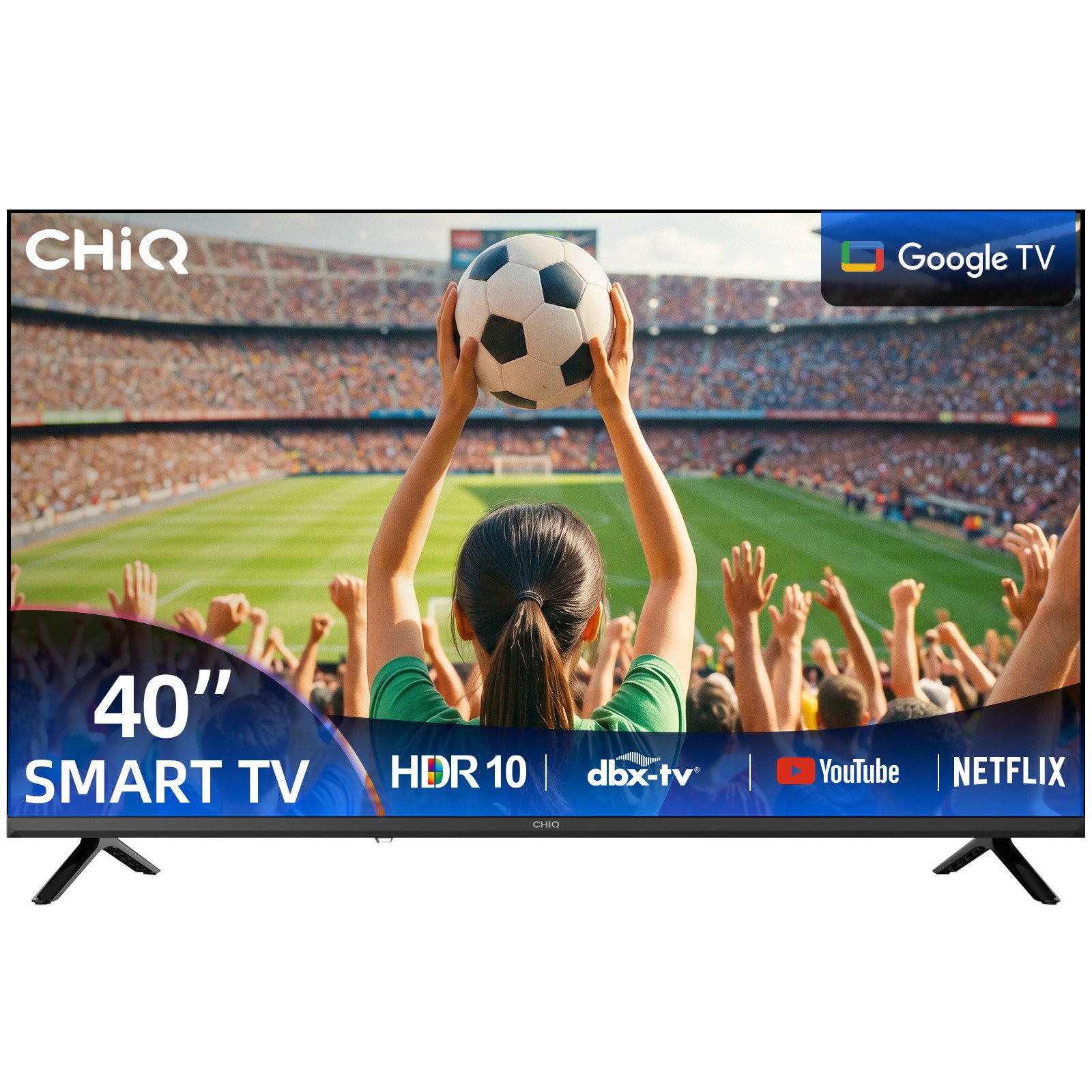 CHiQ L40FT LED-Fernseher (100 cm/40 Zoll, Full HD(1920*1080), Android TV, Smart-TV, Google TV, HDR 10, Dolby Audio & DBX-TV, Google TV OS mit 10.000+ Apps)
