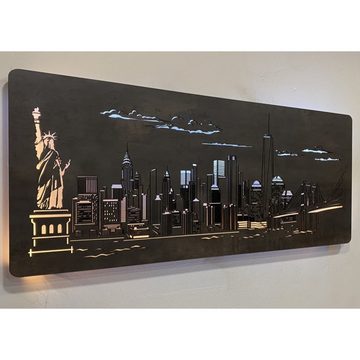 WohndesignPlus LED-Bild LED-Wandbild "New York" 120cm x 50cm mit 230V, Städte, DIMMBAR! Viele Größen und verschiedene Dekore sind möglich.