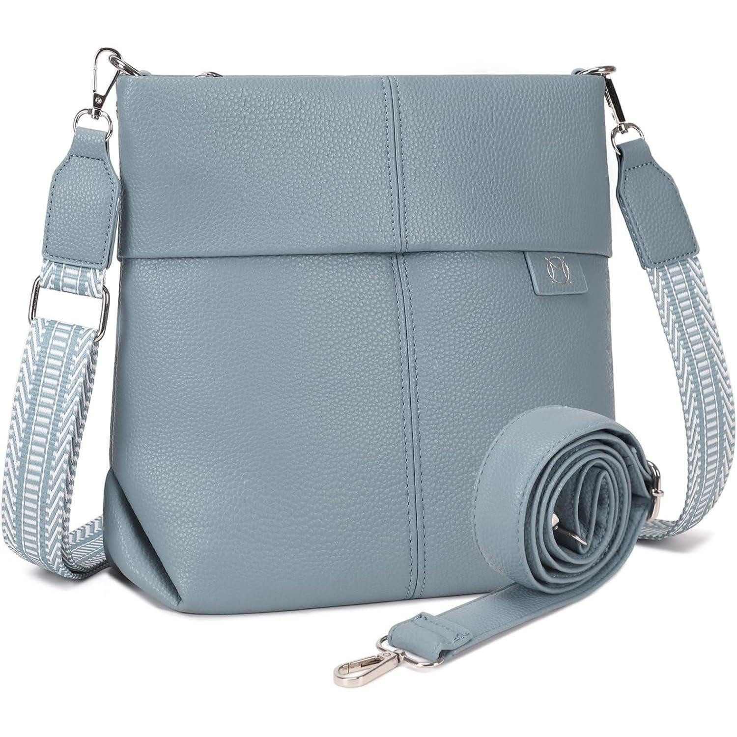LuxusKollektion Umhängetasche Umhängetasche Damen Crossbody PU Leder 2 Gurte Blau