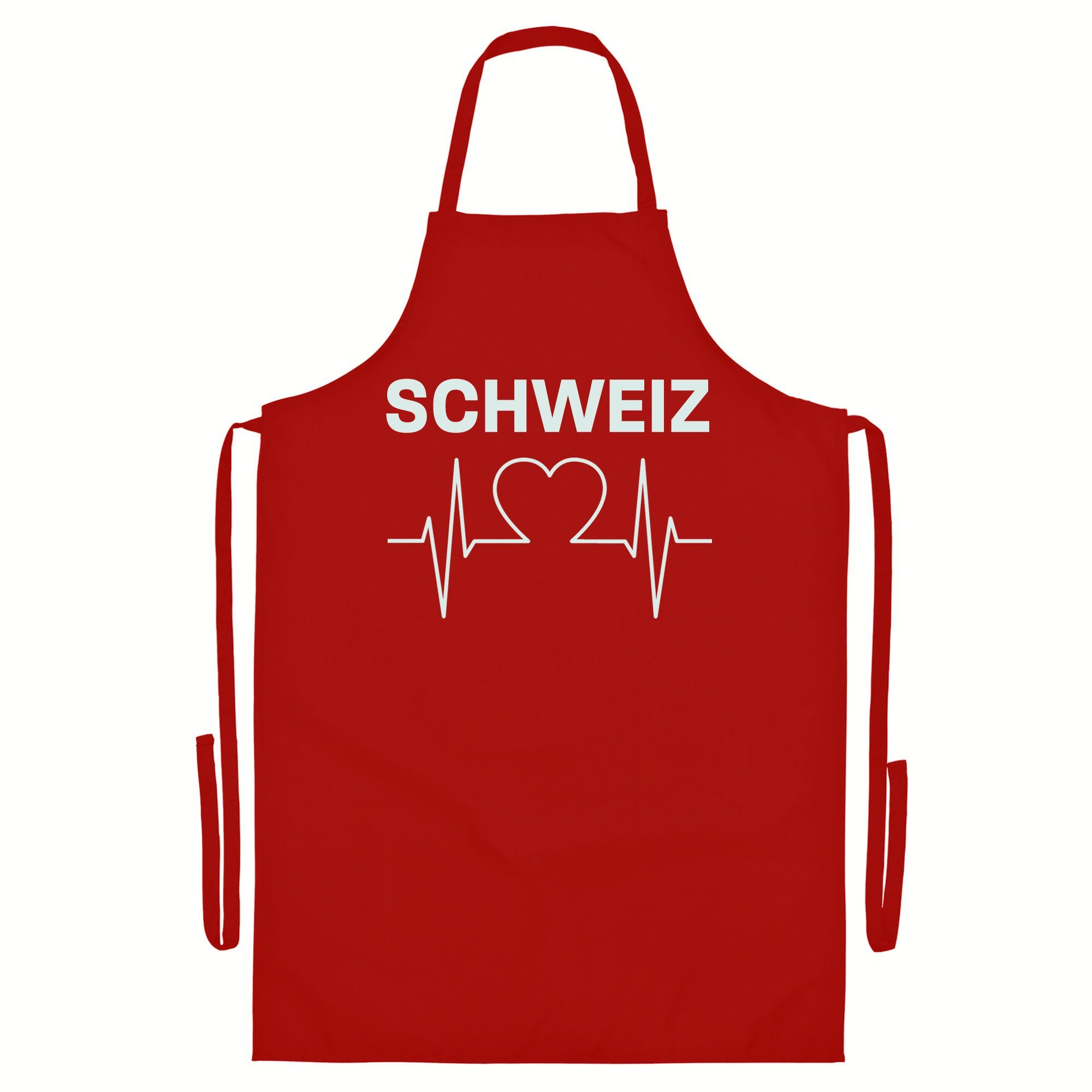 multifanshop Grillschürze Schweiz - Herzschlag - Schürze Kochschürze  Fanartikel