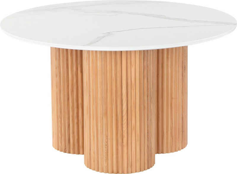 elbgestoeber Couchtisch »Elblamelle«, Untergestell in Lattenoptik, Tischplatte, Durchmesser 79,5 cm