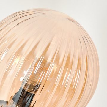 hofstein Stehlampe Stehlampe aus Metall/Riffelglas in Schwarz/Bernstein, ohne Leuchtmittel, Leuchte mit Glasschirmen (12cm), dimmbar, 3xG9, ohne Leuchtmittel