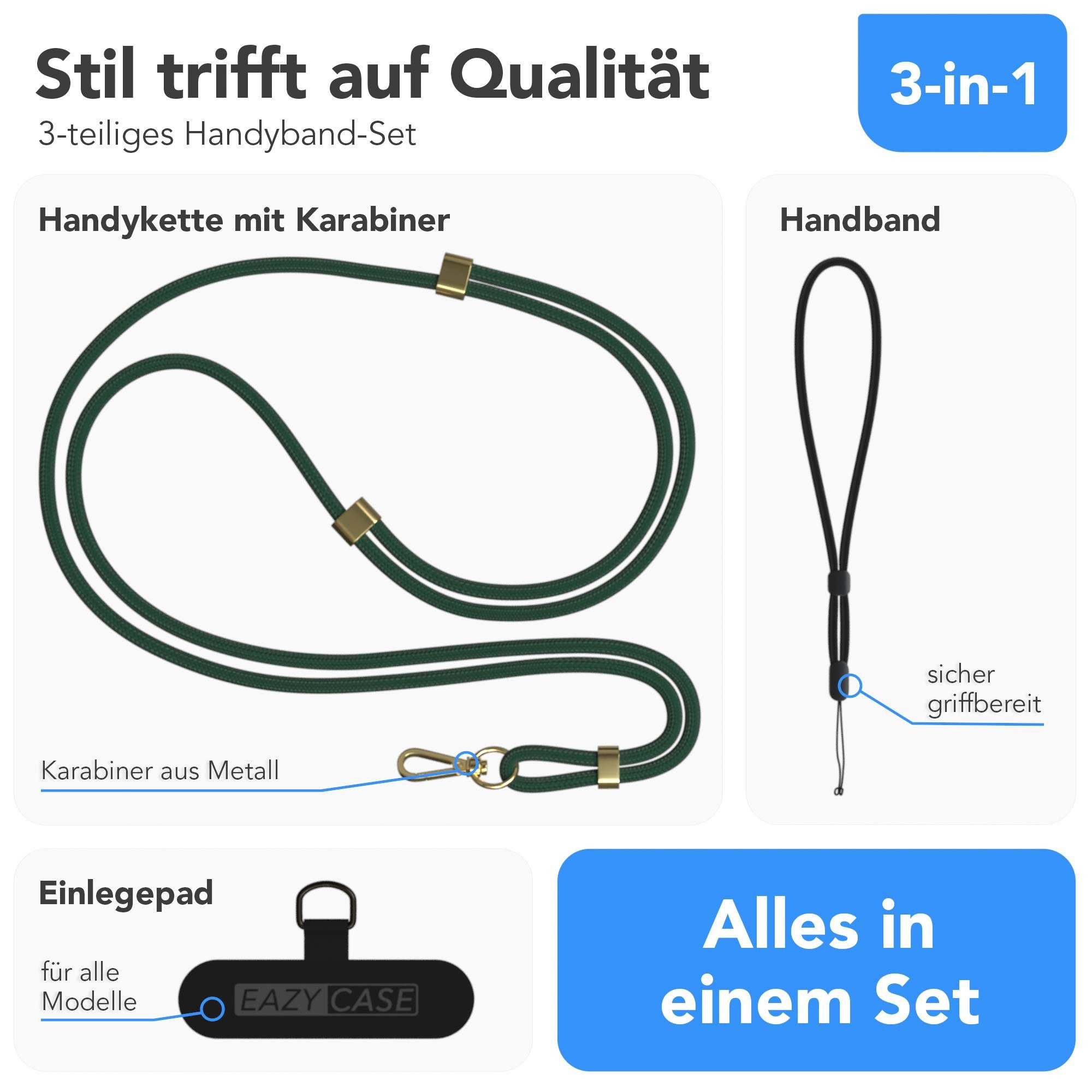 EAZY CASE Handykette Universal Handykette für alle Modelle zum Umhängen, Handykette LG Google Pixel Sony etc. Handyband Ring mit Karabiner Grün – Bild 5 von 5