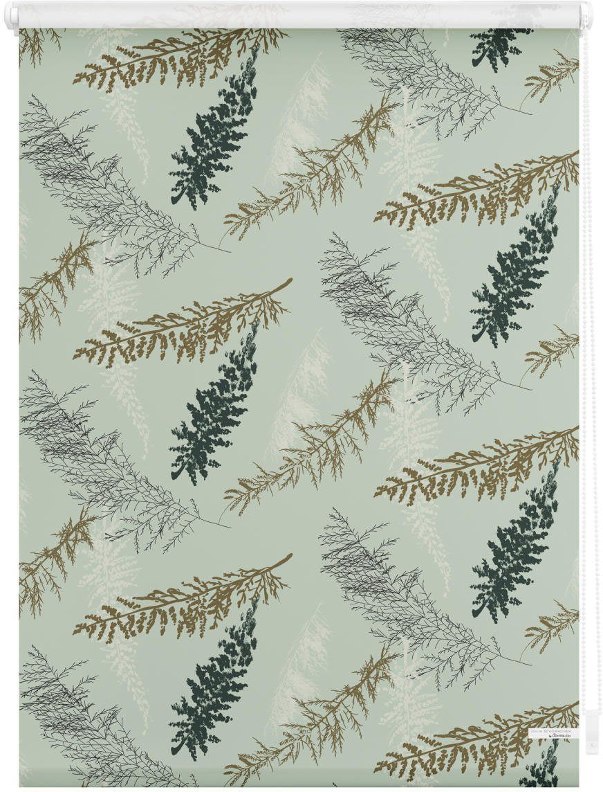 Seitenzugrollo Rollo Klemmfix, ohne Bohren, blickdicht, Fir Branches - Grün, LICHTBLICK ORIGINAL, blickdicht, freihängend, Klemmfix