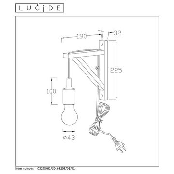 click-licht Wandleuchte Wandleuchte Fix wall, Holz, mit Schalter, schwarz, keine Angabe, Leuchtmittel enthalten: Nein, warmweiss, Wandleuchte, Wandlampe, Wandlicht