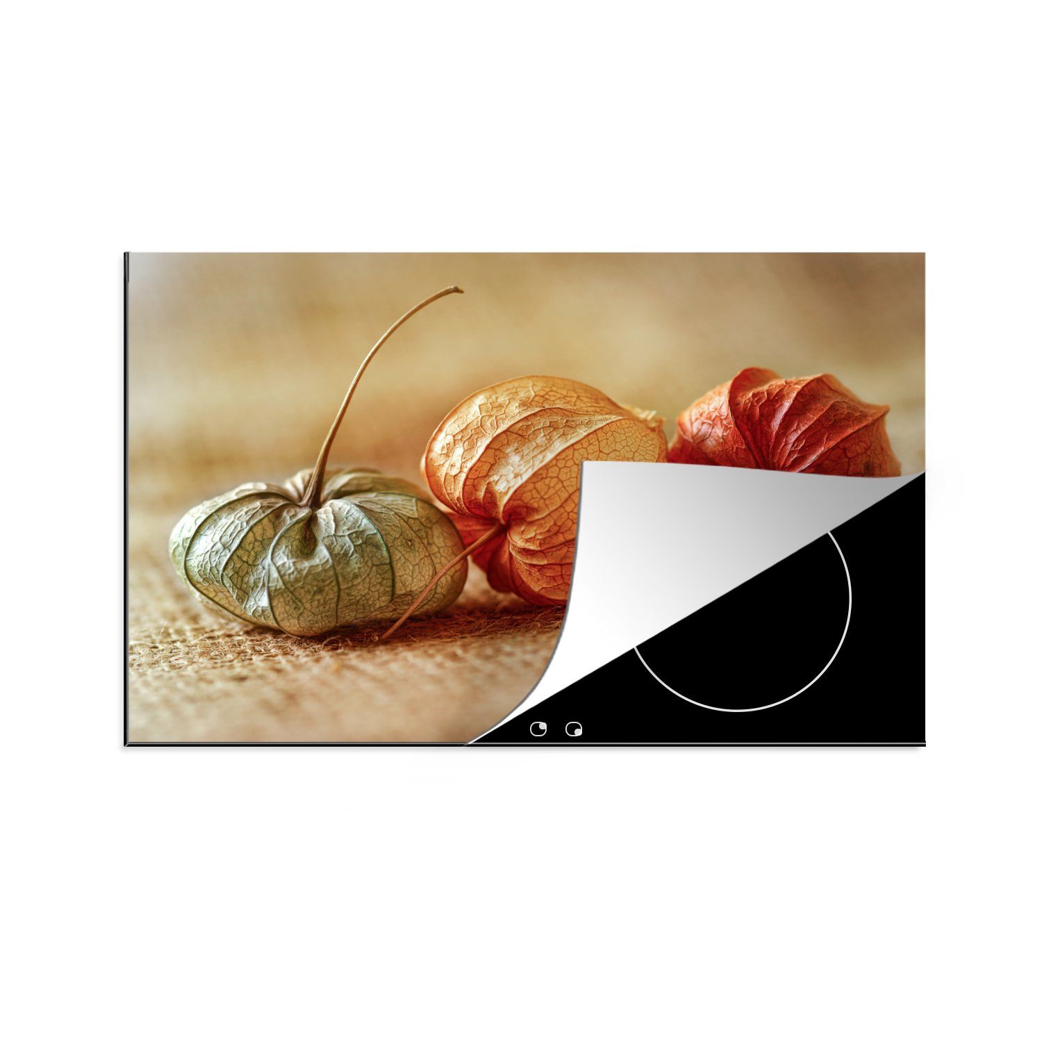 MuchoWow Herdblende-/Abdeckplatte Chinesische Lampionpflanzen mit Herbstfärbung, Vinyl, (1 tlg), 81x52 cm, Induktionskochfeld Schutz für die küche, Ceranfeldabdeckung
