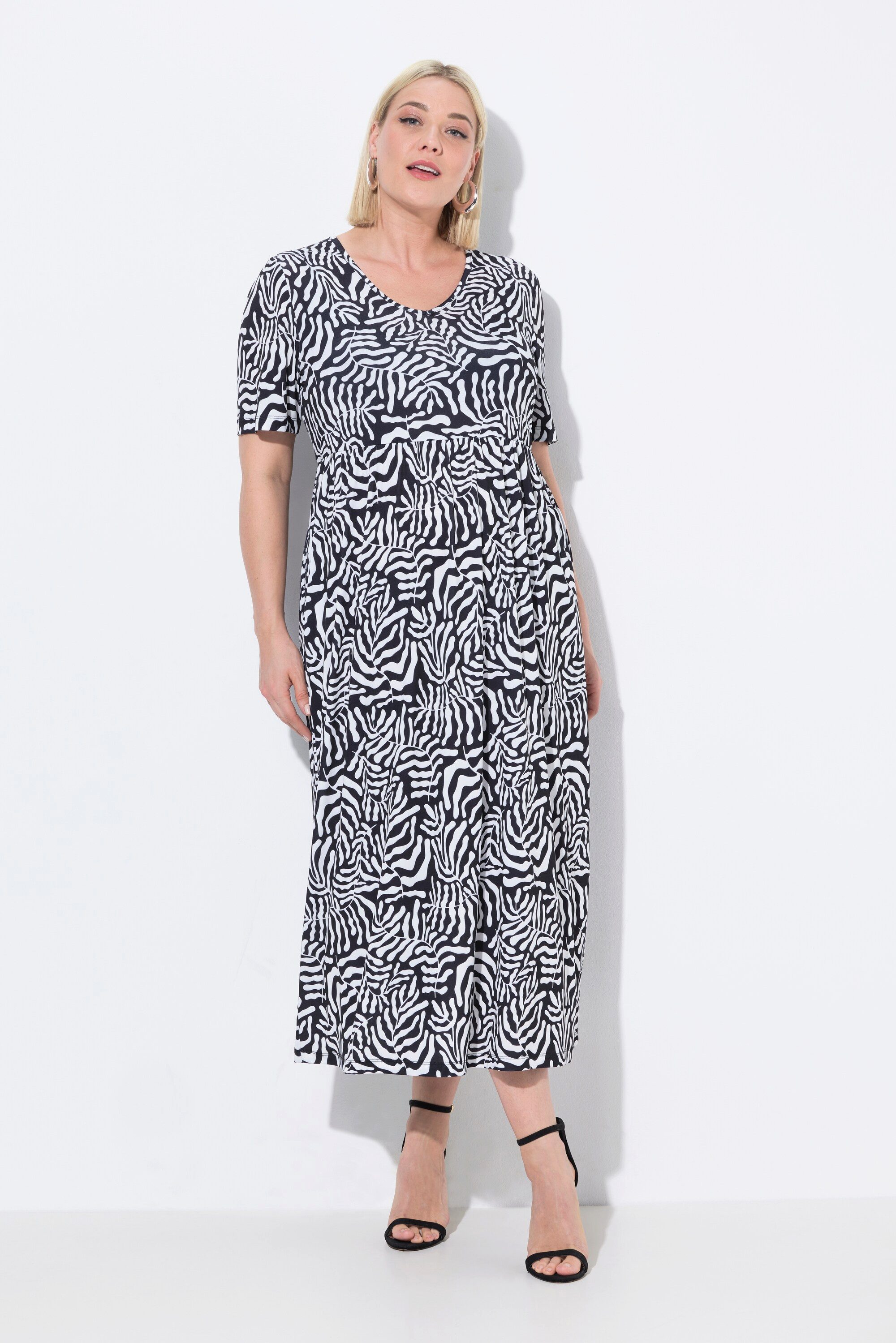 Ulla Popken Maxikleid Maxikleid A-Linie V-Ausschnitt günstig online kaufen