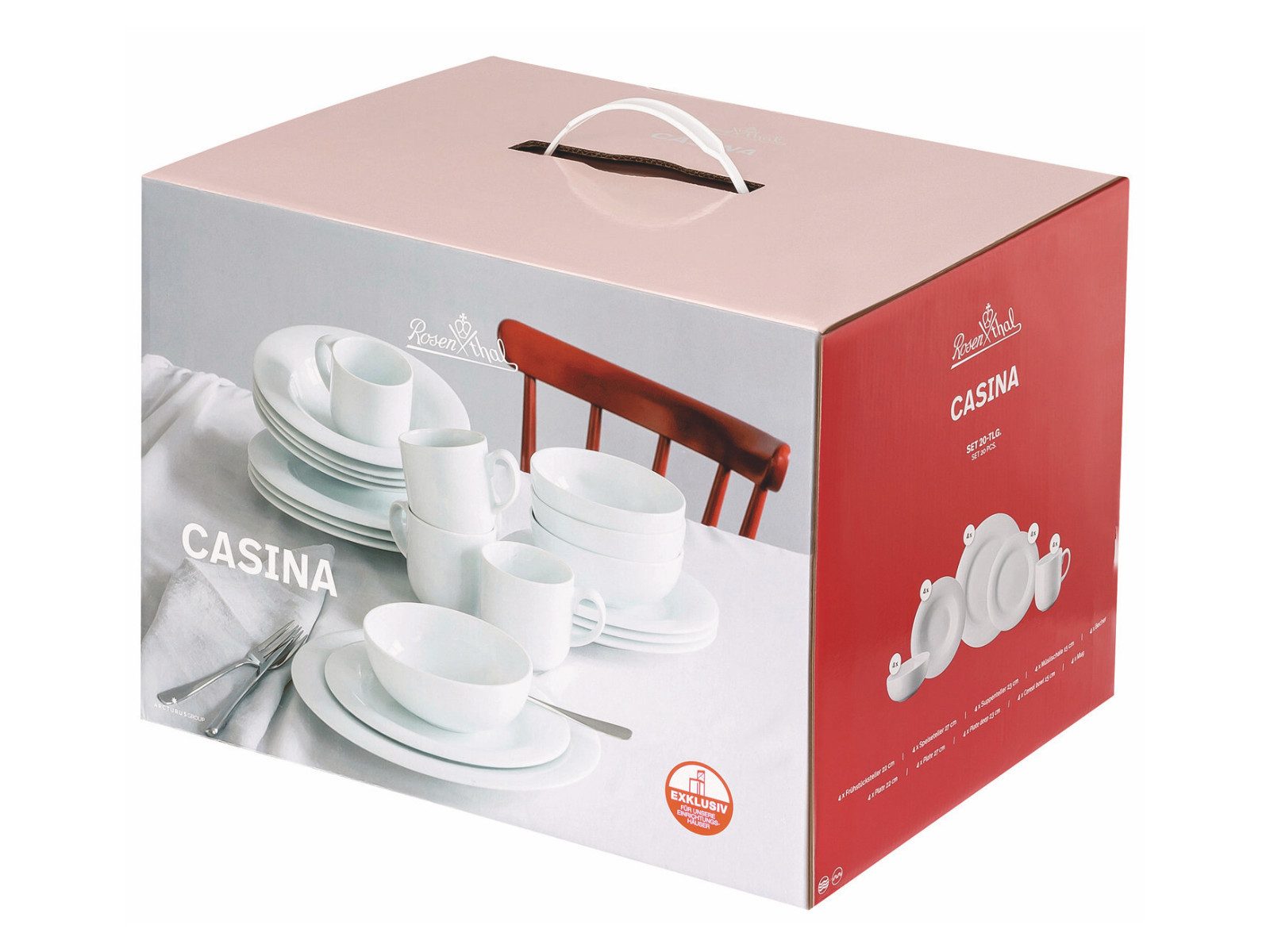 Rosenthal Geschirr-Set Casina Weiss Tafelset 20tlg, Porzellan