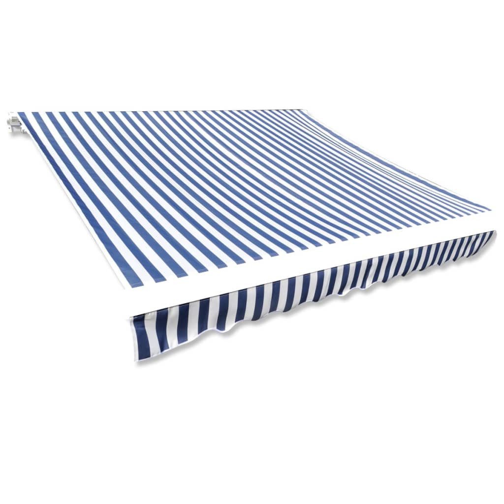 Markise Markisenbespannung Canvas Blau & Weiß 4x3 m (ohne Rahmen)