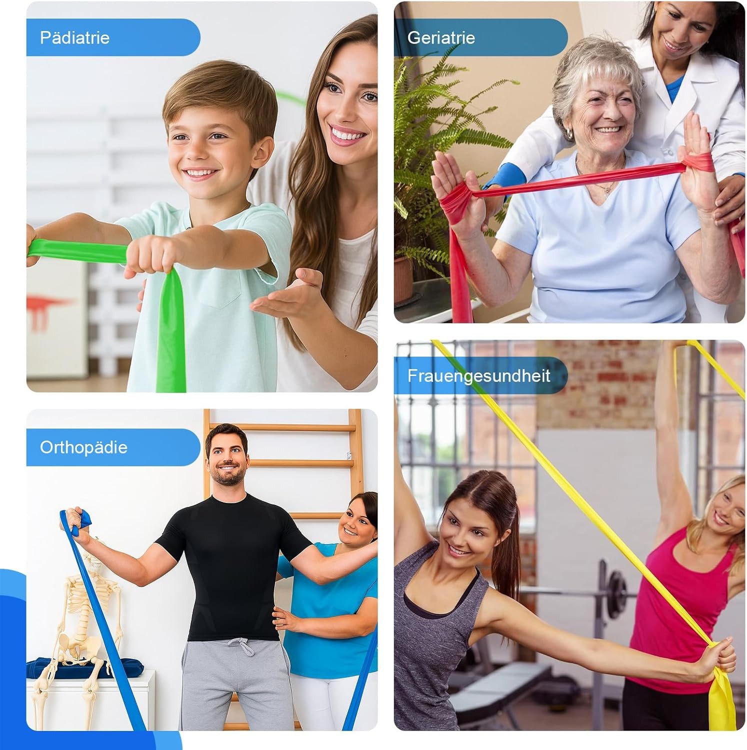AIMAX Trainingsbänder Fitnessbänder Set 4 Stufen, Widerstandsbänder mit Tasche, für Yoga & Training