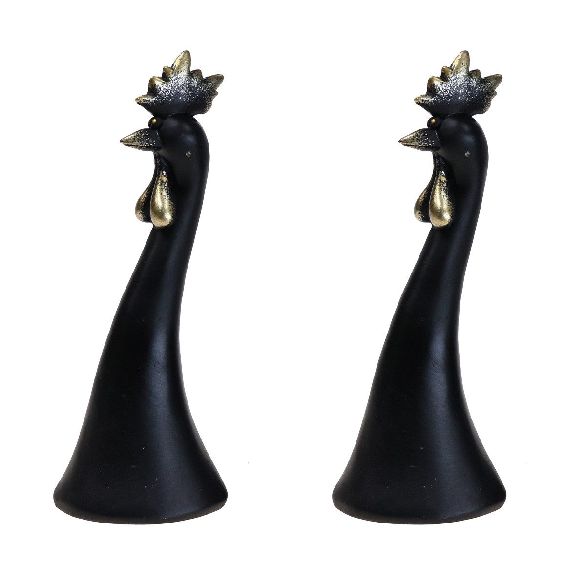 Florists Products Osterhase Osterdeko Huhn Deko Hahn Schwarz Gold Vintage Comicfigur 19cm, 2 Stück