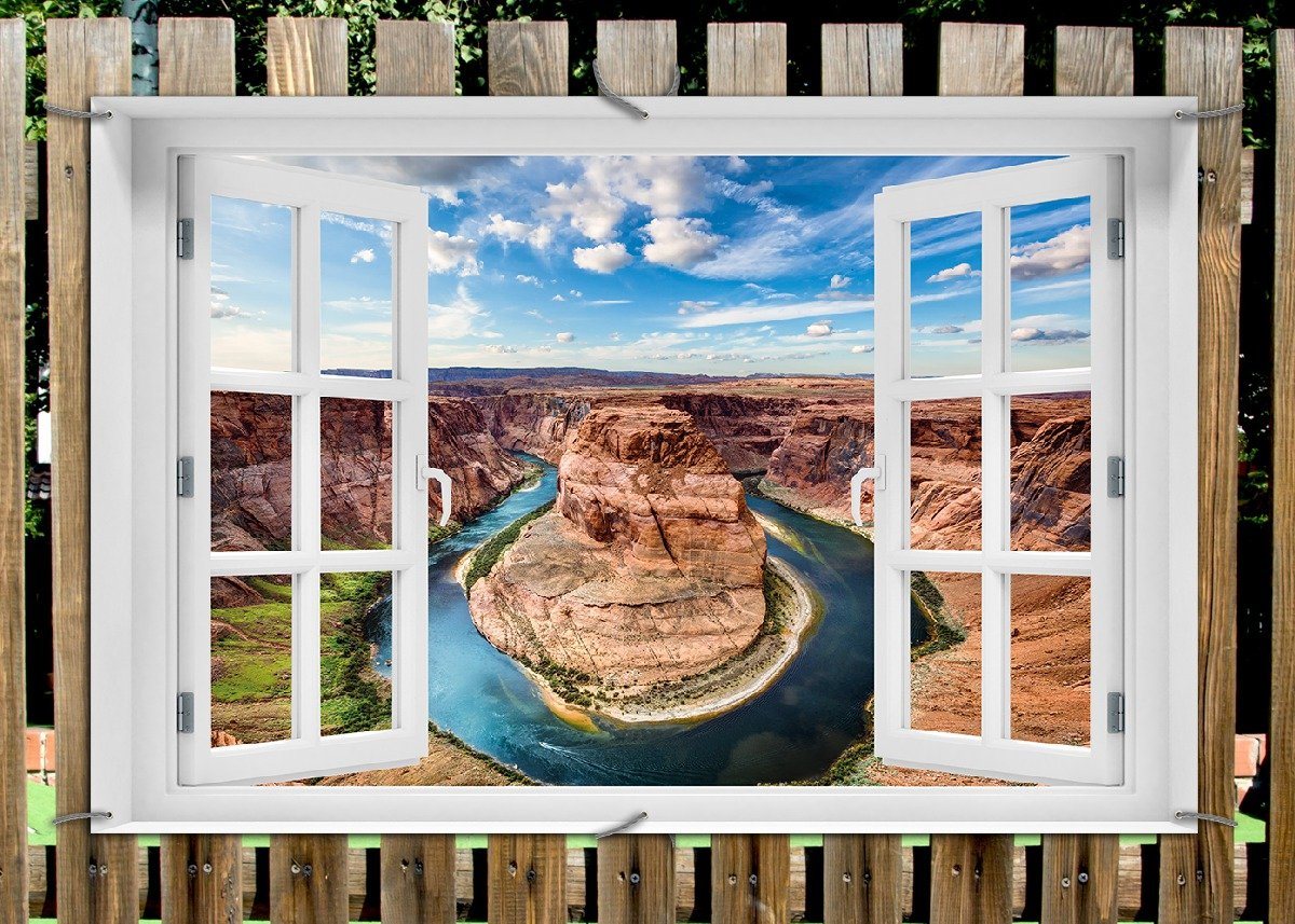 Thumbnail - Wallario Sichtschutzzaunmatten Grand Canyon, mit Fenster-Illusion